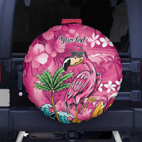 Hawaiian Flamingo Hibiscus Personalised Spare Tire Cover Pink Summer Tropical Flowers - Polynesian Pride
