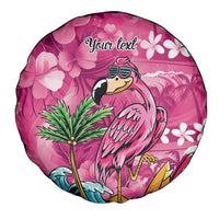 Hawaiian Flamingo Hibiscus Personalised Spare Tire Cover Pink Summer Tropical Flowers - Polynesian Pride