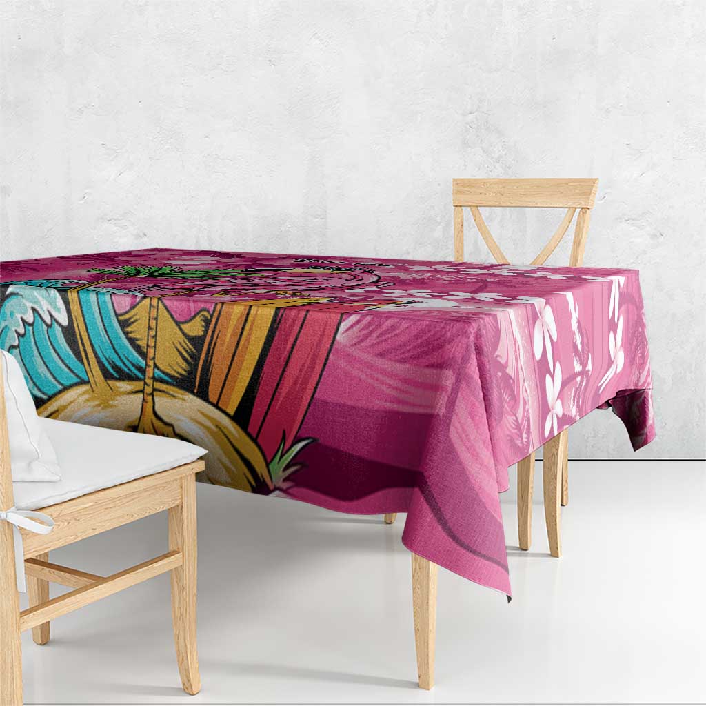 Hawaiian Flamingo Hibiscus Personalised Tablecloth Pink Summer Tropical Flowers - Polynesian Pride
