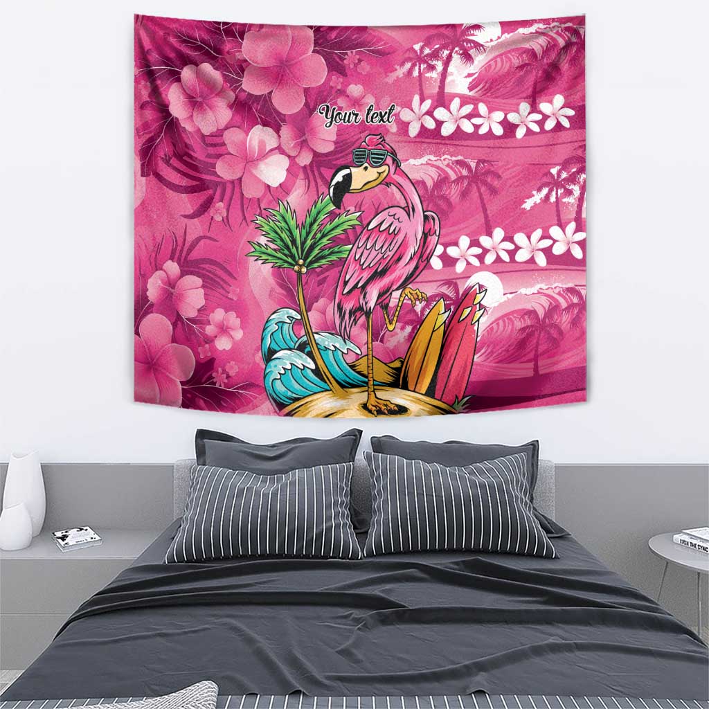 Hawaiian Flamingo Hibiscus Personalised Tapestry Pink Summer Tropical Flowers - Polynesian Pride