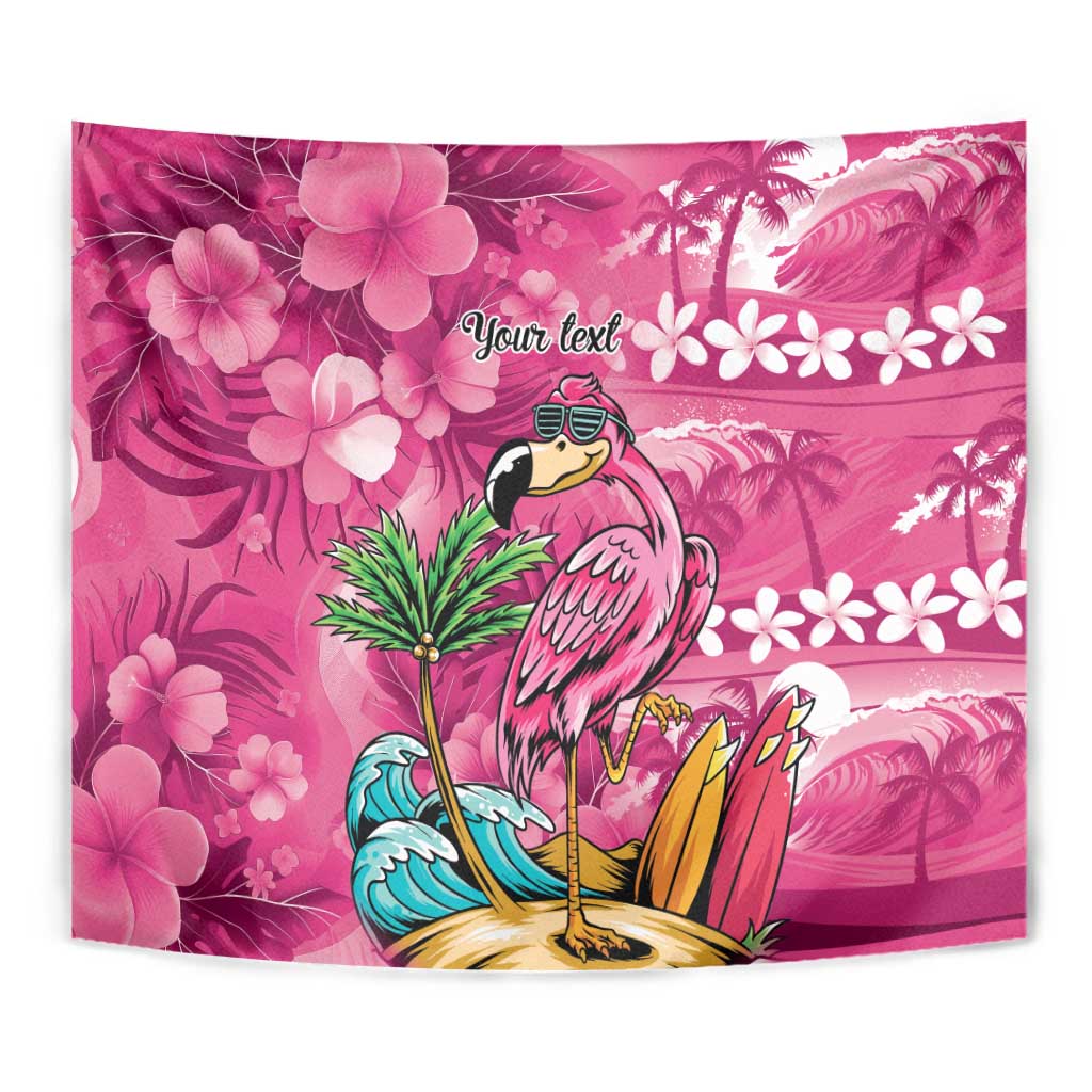 Hawaiian Flamingo Hibiscus Personalised Tapestry Pink Summer Tropical Flowers - Polynesian Pride
