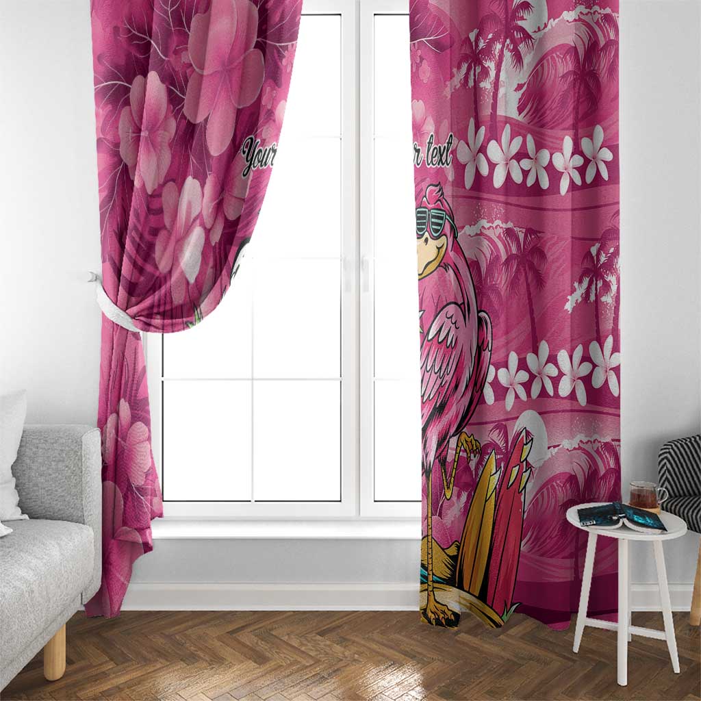 Hawaiian Flamingo Hibiscus Personalised Window Curtain Pink Summer Tropical Flowers - Polynesian Pride