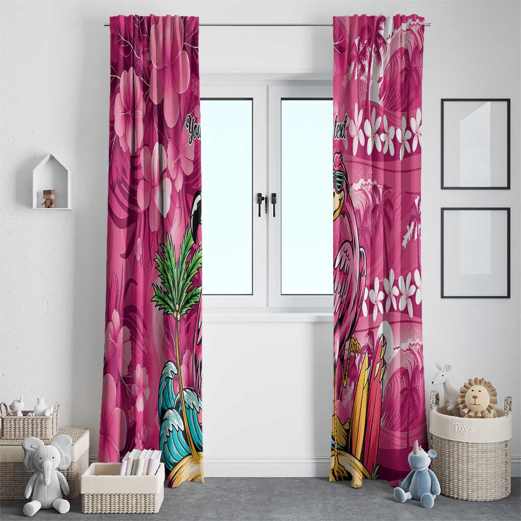 Hawaiian Flamingo Hibiscus Personalised Window Curtain Pink Summer Tropical Flowers - Polynesian Pride