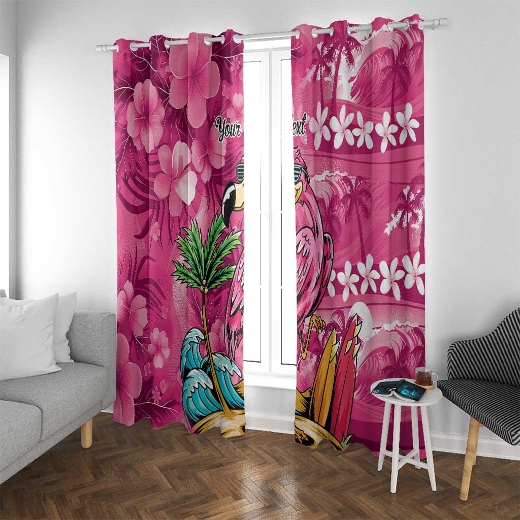 Hawaiian Flamingo Hibiscus Personalised Window Curtain Pink Summer Tropical Flowers - Polynesian Pride