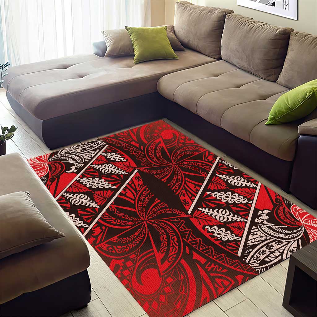 Vintage Ngatu Tribal Tonga Pattern Area Rug - Polynesian Pride