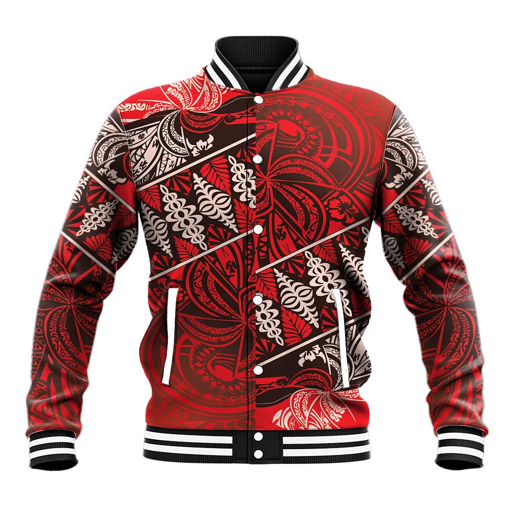 Vintage Ngatu Tribal Tonga Pattern Baseball Jacket - Polynesian Pride