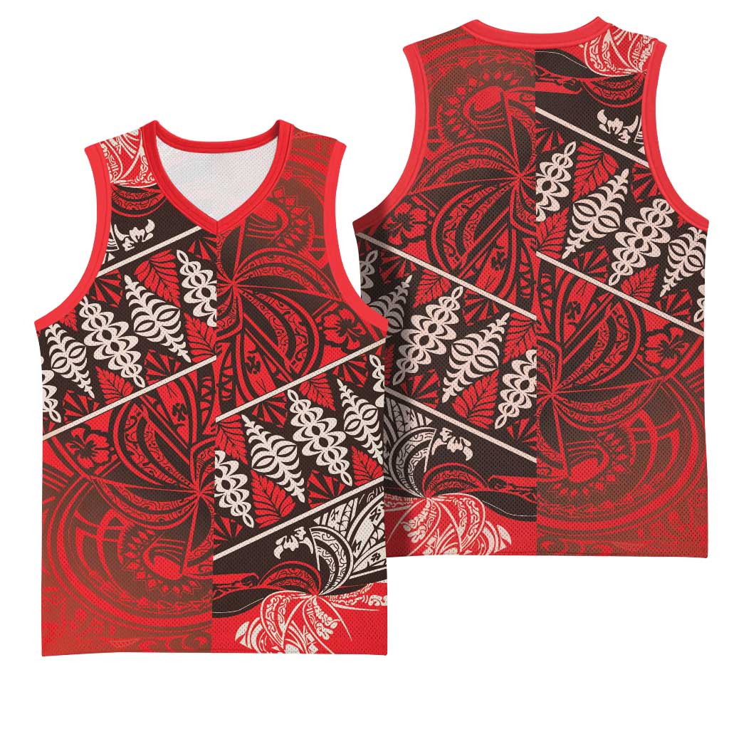 Vintage Ngatu Tribal Tonga Pattern Basketball Jersey - Polynesian Pride