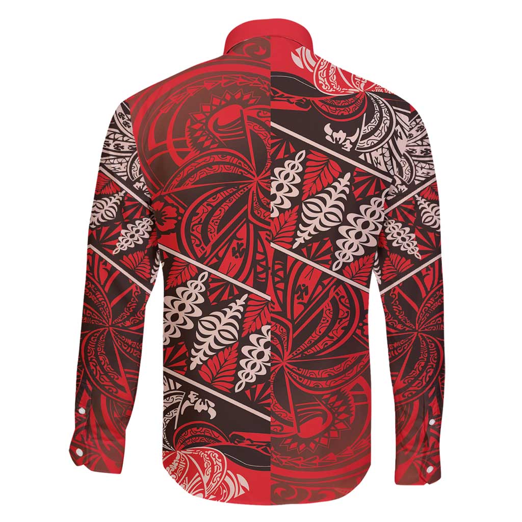 Vintage Ngatu Tribal Tonga Pattern Family Matching Long Sleeve Bodycon Dress and Hawaiian Shirt - Polynesian Pride