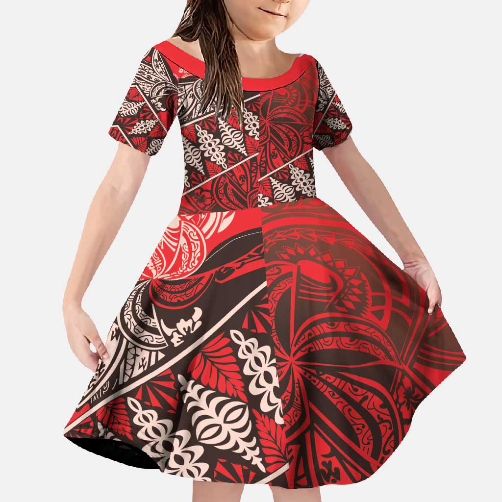 Vintage Ngatu Tribal Tonga Pattern Family Matching Mermaid Dress and Hawaiian Shirt - Polynesian Pride