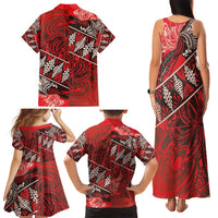 Vintage Ngatu Tribal Tonga Pattern Family Matching Tank Maxi Dress and Hawaiian Shirt - Polynesian Pride