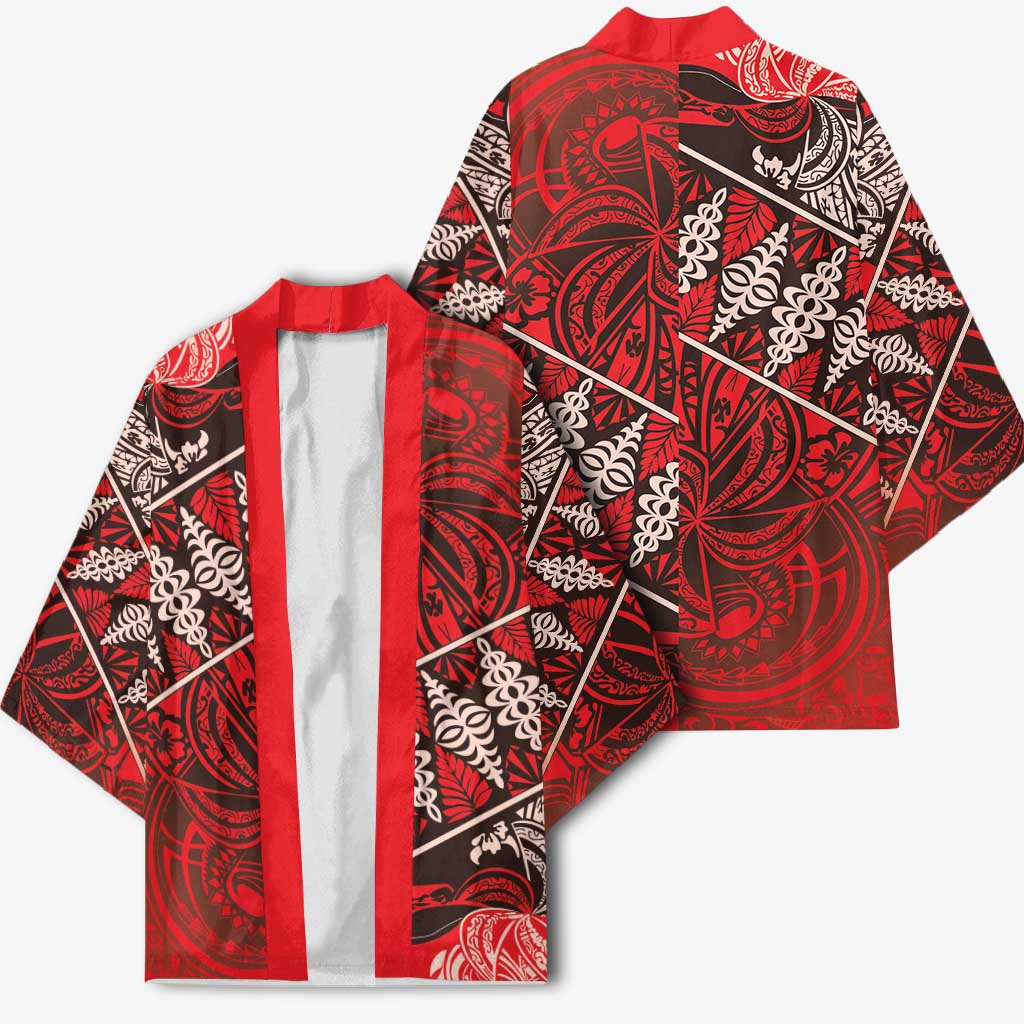 Vintage Ngatu Tribal Tonga Pattern Kimono - Polynesian Pride