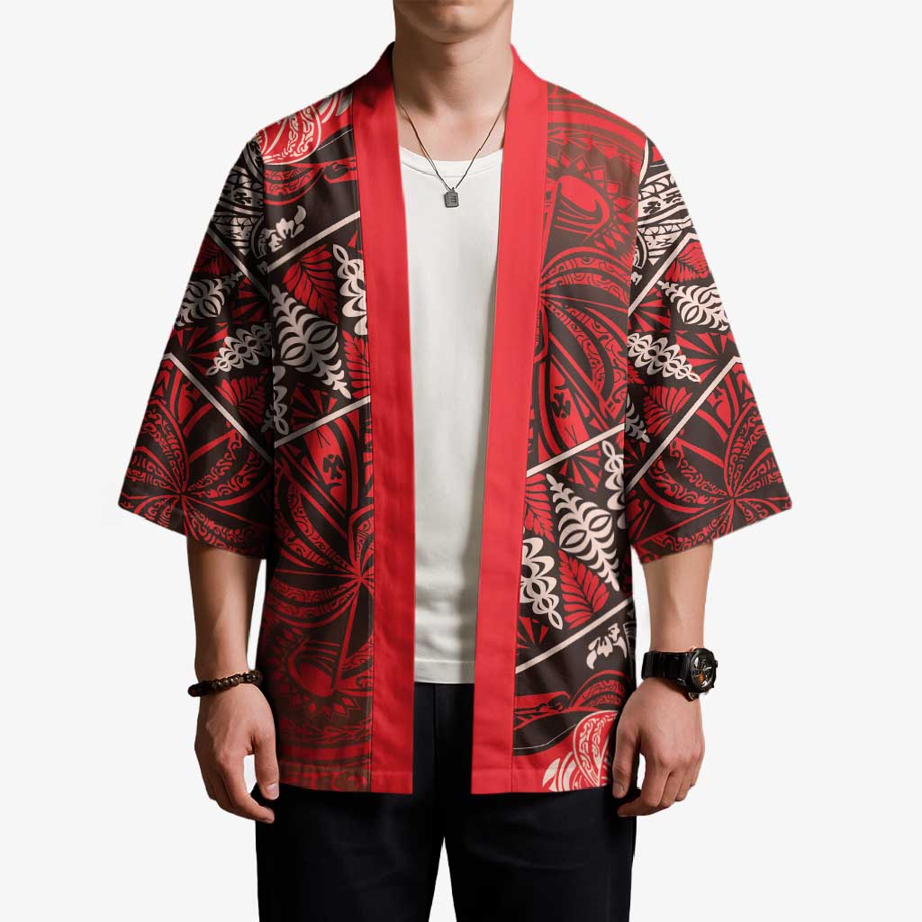Vintage Ngatu Tribal Tonga Pattern Kimono - Polynesian Pride