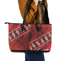 Vintage Ngatu Tribal Tonga Pattern Leather Tote Bag - Polynesian Pride