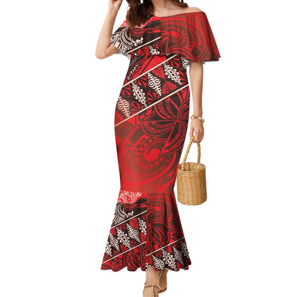 Vintage Ngatu Tribal Tonga Pattern Mermaid Dress - Polynesian Pride