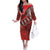 Vintage Ngatu Tribal Tonga Pattern Off The Shoulder Long Sleeve Dress - Polynesian Pride