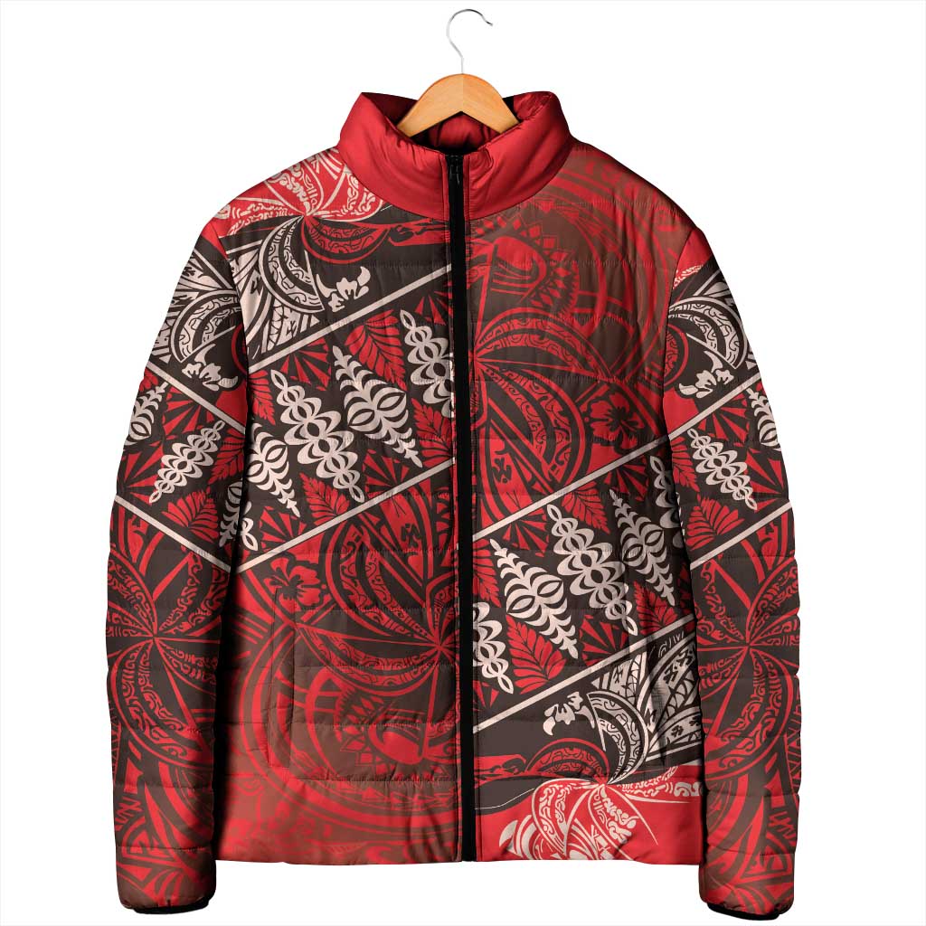 Vintage Ngatu Tribal Tonga Pattern Padded Jacket - Polynesian Pride