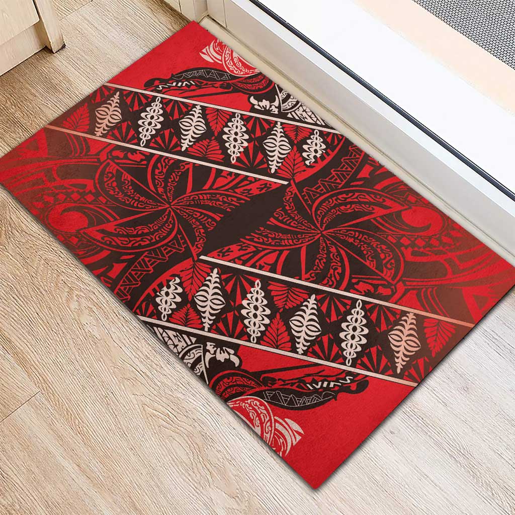 Vintage Ngatu Tribal Tonga Pattern Rubber Doormat - Polynesian Pride
