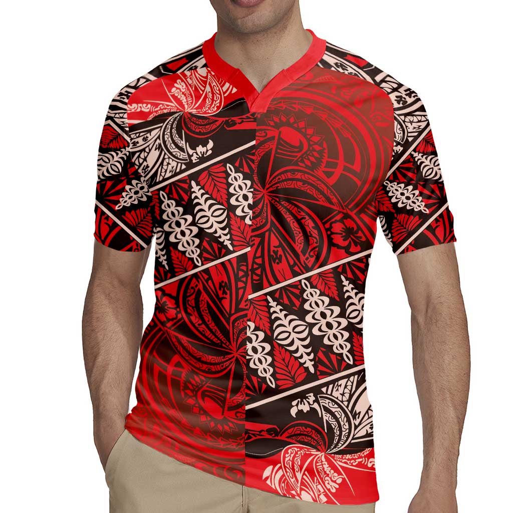 Vintage Ngatu Tribal Tonga Pattern Rugby Jersey - Polynesian Pride