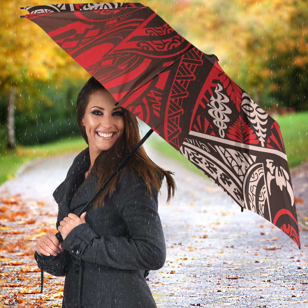 Vintage Ngatu Tribal Tonga Pattern Umbrella - Polynesian Pride