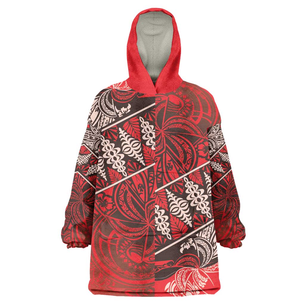 Vintage Ngatu Tribal Tonga Pattern Wearable Blanket Hoodie - Polynesian Pride