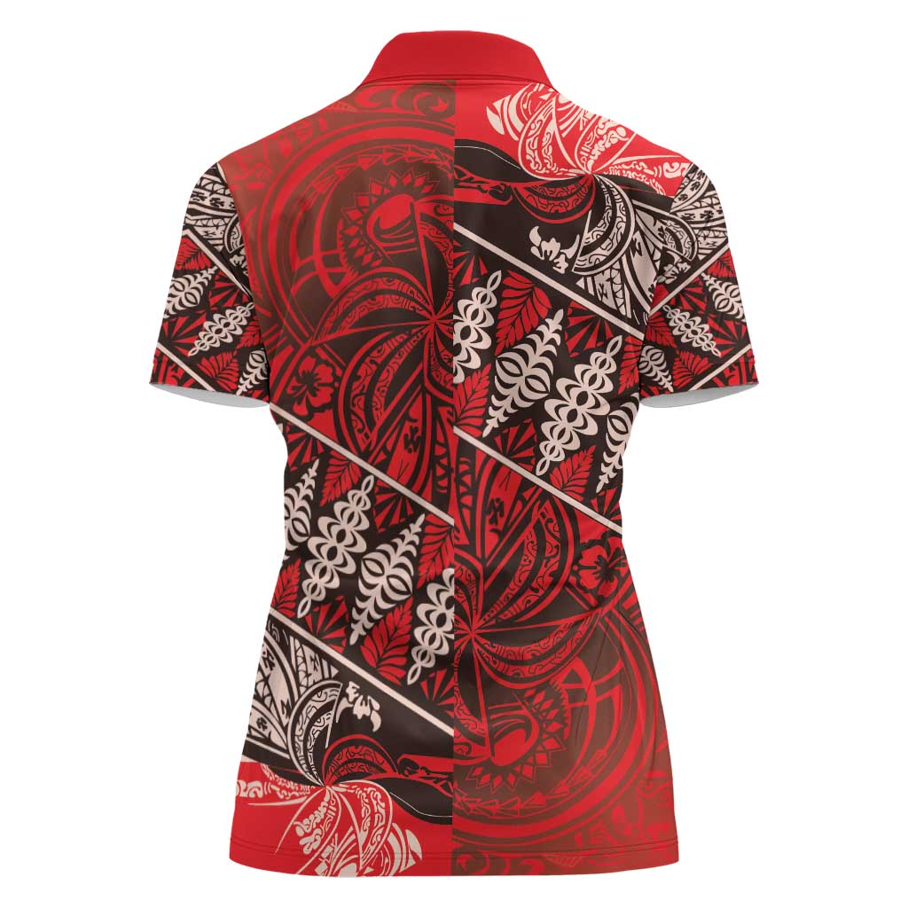 Vintage Ngatu Tribal Tonga Pattern Women Polo Shirt - Polynesian Pride
