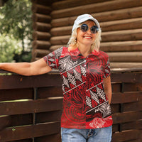Vintage Ngatu Tribal Tonga Pattern Women Polo Shirt - Polynesian Pride