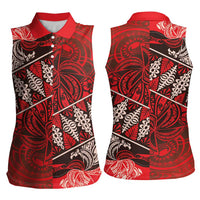 Vintage Ngatu Tribal Tonga Pattern Women Sleeveless Polo Shirt - Polynesian Pride