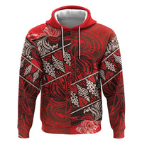Vintage Ngatu Tribal Tonga Pattern Zip Hoodie LT9 Pullover Hoodie Red - Polynesian Pride