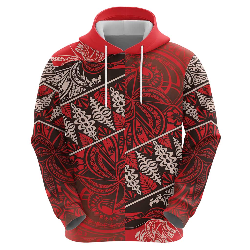 Vintage Ngatu Tribal Tonga Pattern Zip Hoodie LT9 - Polynesian Pride