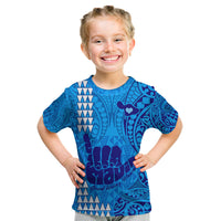 Strong Maui Kid T Shirt Good Living Hawaii with Shaka Sign Kakau Tribal Blue LT9 Blue - Polynesian Pride