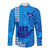 Strong Maui Long Sleeve Button Shirt Good Living Hawaii with Shaka Sign Kakau Tribal Blue LT9 Unisex Blue - Polynesian Pride