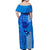Strong Maui Off Shoulder Maxi Dress Good Living Hawaii with Shaka Sign Kakau Tribal Blue LT9 - Polynesian Pride