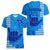 Strong Maui Women V Neck T Shirt Good Living Hawaii with Shaka Sign Kakau Tribal Blue LT9 - Polynesian Pride