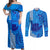 Personalised Strong Maui Couples Matching Off Shoulder Maxi Dress and Long Sleeve Button Shirts Good Living Hawaii with Shaka Sign Kakau Tribal Blue LT9 Blue - Polynesian Pride
