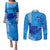 Personalised Strong Maui Couples Matching Puletasi Dress and Long Sleeve Button Shirts Good Living Hawaii with Shaka Sign Kakau Tribal Blue LT9 Blue - Polynesian Pride