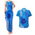 Personalised Strong Maui Couples Matching Tank Maxi Dress and Hawaiian Shirt Good Living Hawaii with Shaka Sign Kakau Tribal Blue LT9 Blue - Polynesian Pride
