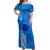 Personalised Strong Maui Off Shoulder Maxi Dress Good Living Hawaii with Shaka Sign Kakau Tribal Blue LT9 Women Blue - Polynesian Pride