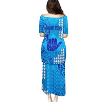 Personalised Strong Maui Puletasi Good Living Hawaii with Shaka Sign Kakau Tribal Blue LT9 - Polynesian Pride