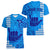 Personalised Strong Maui Women V Neck T Shirt Good Living Hawaii with Shaka Sign Kakau Tribal Blue LT9 - Polynesian Pride