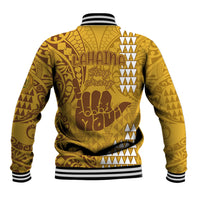 Strong Maui Baseball Jacket Good Living Hawaii with Shaka Sign Kakau Tribal Gold LT9 - Polynesian Pride
