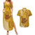 Strong Maui Couples Matching Summer Maxi Dress and Hawaiian Shirt Good Living Hawaii with Shaka Sign Kakau Tribal Gold LT9 Gold - Polynesian Pride