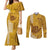 Personalised Strong Maui Couples Matching Mermaid Dress and Long Sleeve Button Shirts Good Living Hawaii with Shaka Sign Kakau Tribal Gold LT9 Gold - Polynesian Pride