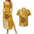 Personalised Strong Maui Couples Matching Summer Maxi Dress and Hawaiian Shirt Good Living Hawaii with Shaka Sign Kakau Tribal Gold LT9 Gold - Polynesian Pride