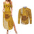 Personalised Strong Maui Couples Matching Summer Maxi Dress and Long Sleeve Button Shirts Good Living Hawaii with Shaka Sign Kakau Tribal Gold LT9 Gold - Polynesian Pride