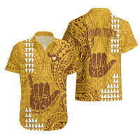 Personalised Strong Maui Hawaiian Shirt Good Living Hawaii with Shaka Sign Kakau Tribal Gold LT9 - Polynesian Pride