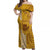 Personalised Strong Maui Off Shoulder Maxi Dress Good Living Hawaii with Shaka Sign Kakau Tribal Gold LT9 Women Gold - Polynesian Pride