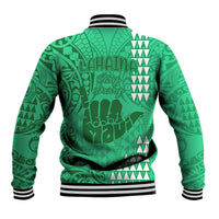 Strong Maui Baseball Jacket Good Living Hawaii with Shaka Sign Kakau Tribal Green LT9 - Polynesian Pride