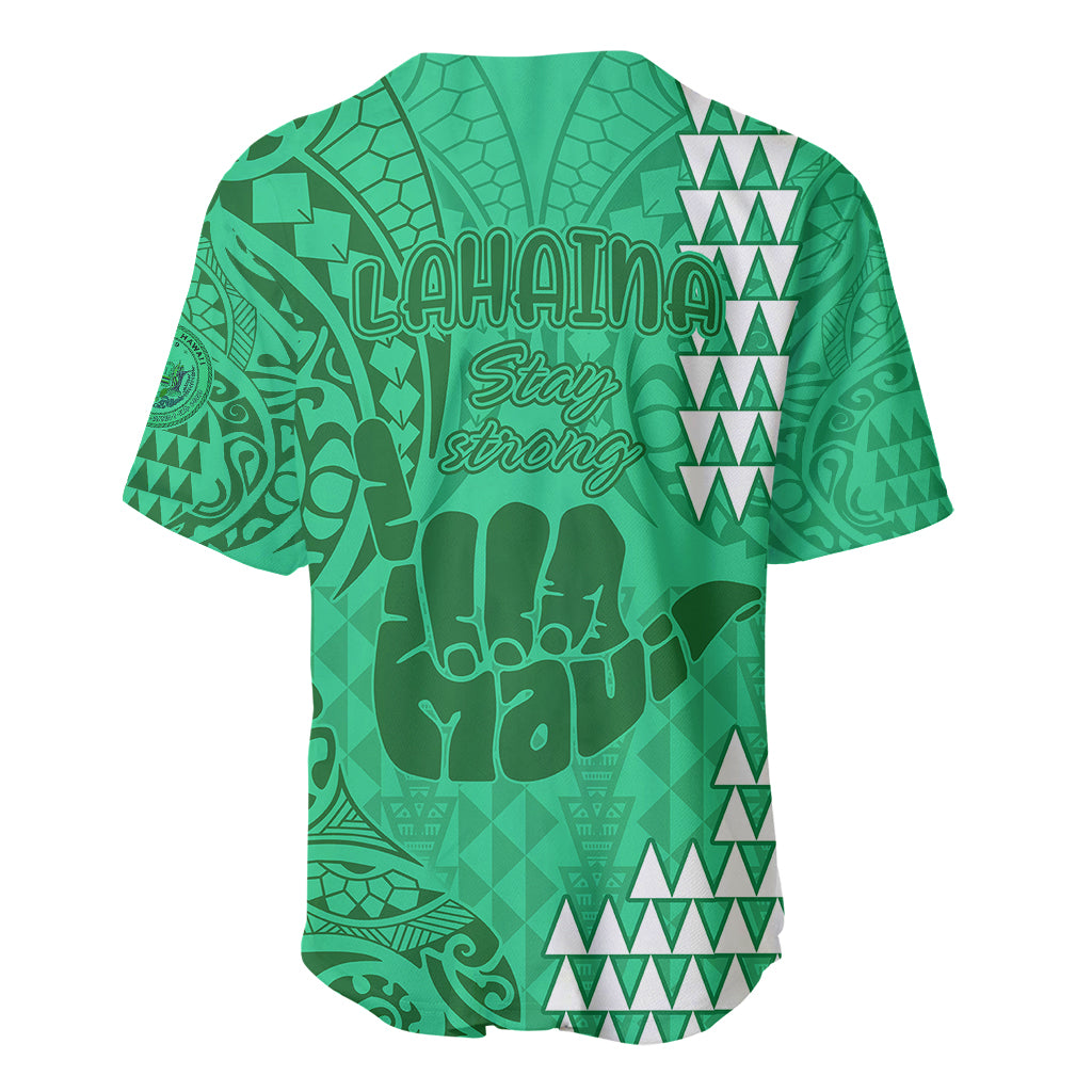 Strong Maui Baseball Jersey Good Living Hawaii with Shaka Sign Kakau Tribal Green LT9 - Polynesian Pride