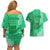 Strong Maui Couples Matching Off Shoulder Short Dress and Hawaiian Shirt Good Living Hawaii with Shaka Sign Kakau Tribal Green LT9 - Polynesian Pride
