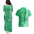 Strong Maui Couples Matching Puletasi Dress and Hawaiian Shirt Good Living Hawaii with Shaka Sign Kakau Tribal Green LT9 - Polynesian Pride